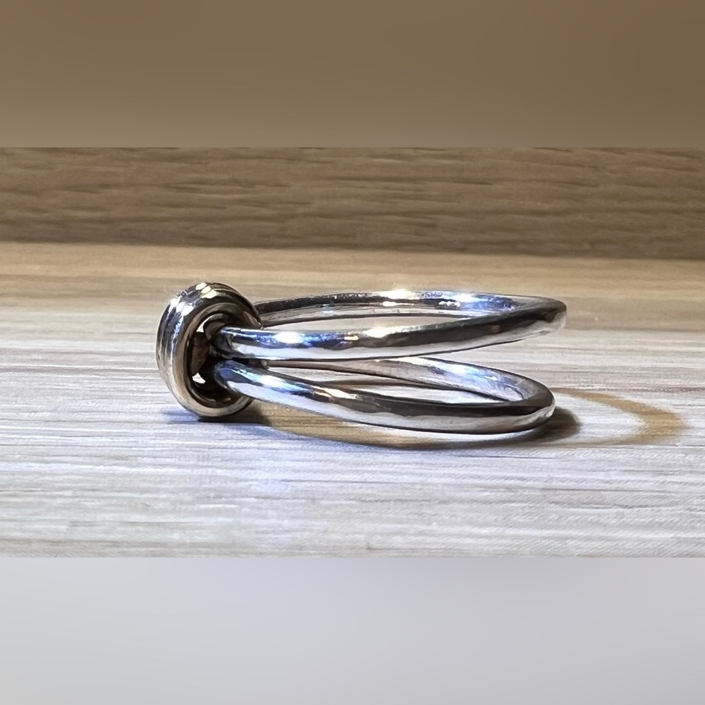 Vintage Designer Ed Levin Sterling Silver & Gold Signature Ring, Size 6 - Picture 3 of 13